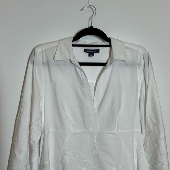 Roaman's Women's Plus Size Poplin Embroidered Swing Tunic Sz 18W - Picture 6 of 12